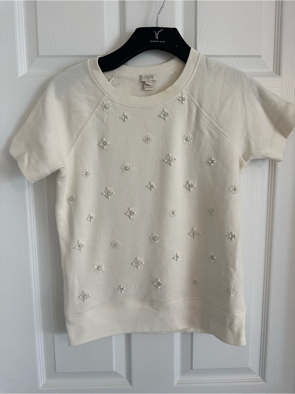 J. Crew women’s Beaded Short-Sleeve Top